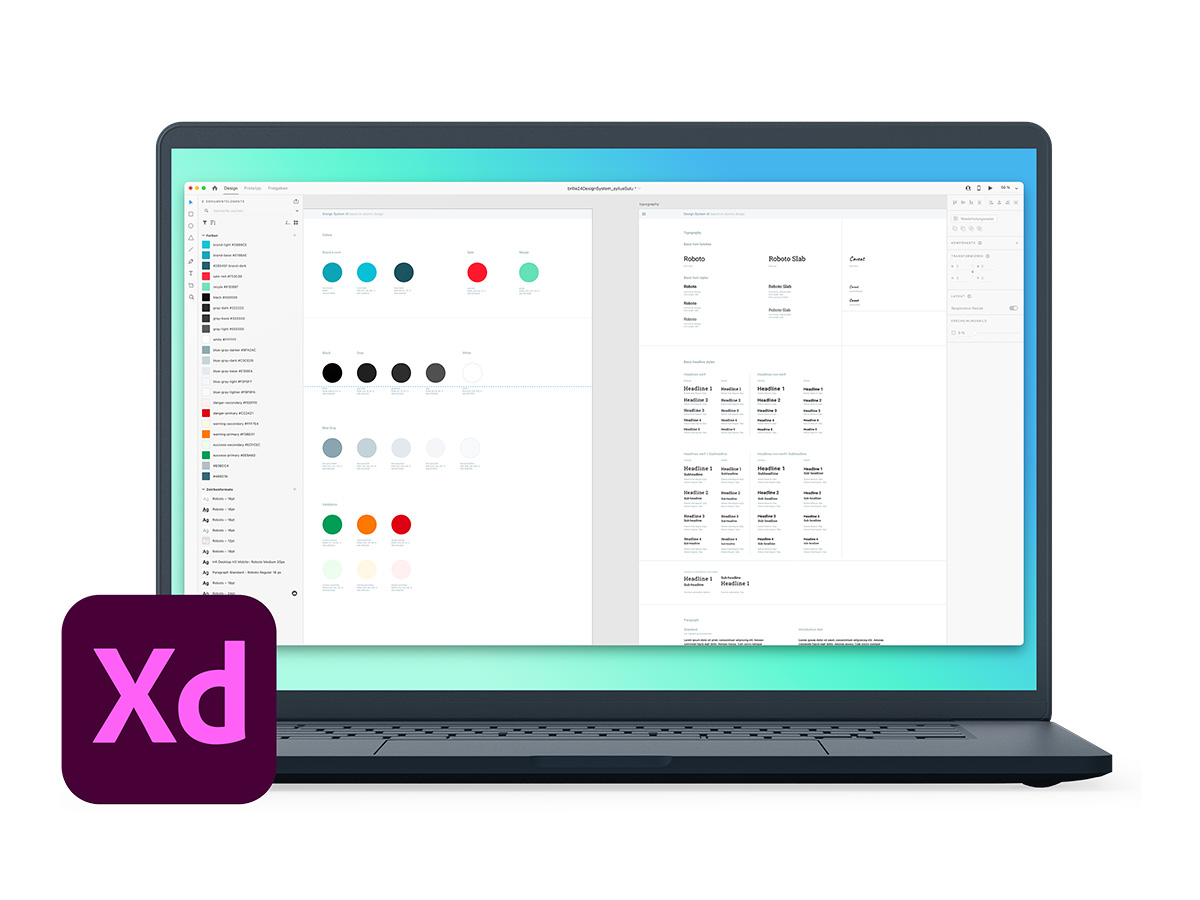 Ausschnitt des Design Systems in Adobe XD